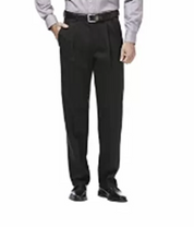 Haggar Men's Premium No Iron Khaki Pleat Front Black Pant Classic Fit 44 x 29