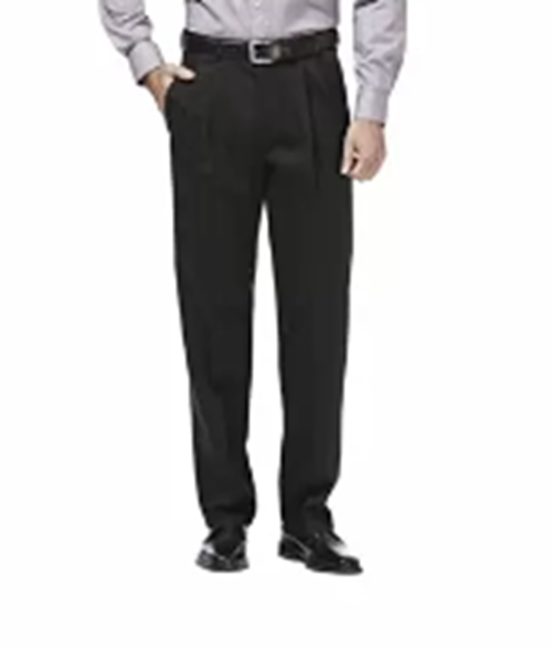 Haggar Mens Classic fit Dress Pants 42 / 29 Black Solid Stretch