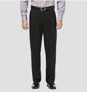 Haggar Mens Classic fit Dress Pants 42 / 29 Black Solid Stretch