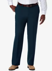 Haggar Mens Big Tall Classic-Fit Pants Blue 48 x 32