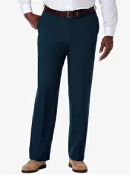 Haggar Men's Big & Tall Cool 18 Pro Solid Classic Fit Dress Pants Blue 46 x 32