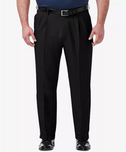 Haggar Mens Classic fit Dress Pants 50 / 32 Black Solid Stretch