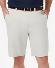 Haggar Mens Regular fit Casual Khaki Shorts 36 Beige Solid Stretch