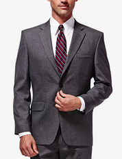 HAGGAR J.M. Men’s Regular Fit Stretch Sharkskin Suit Jacket 48L Med Grey