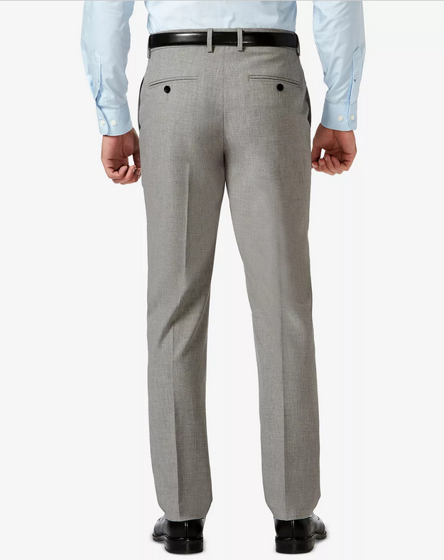 J.M. Haggar Mens Slim Fit 4-Way Stretch Dress Pants Light Grey 36 x 32