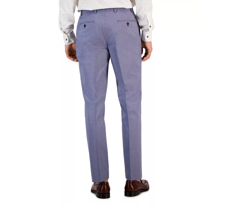 Tommy Hilfiger Men's Modern-Fit TH Flex Stretch Chambray Suit Pants Blue 38 x 32