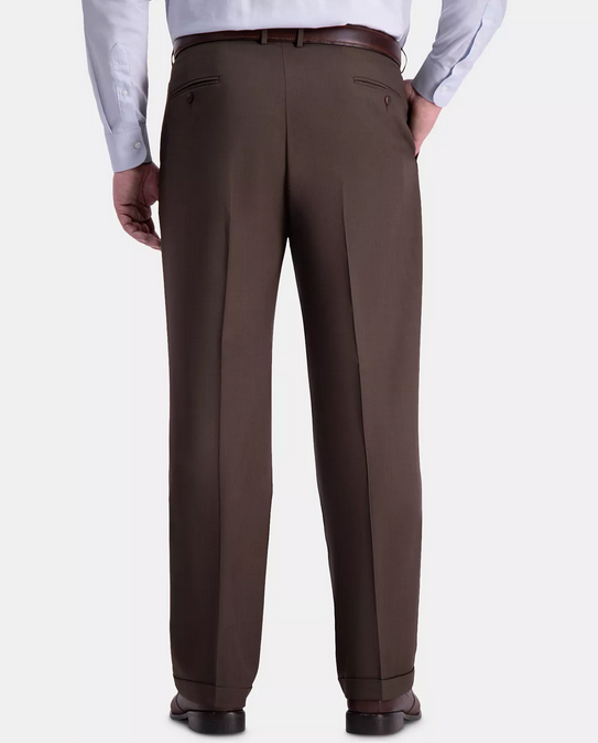 Haggar Men's Big & Tall Comfort Stretch Dress Pants Dark Chocolate 46 x 29