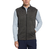 PGA Tour Men's Abstract Textured Full Zip Fleece Golf Vest Grey Large