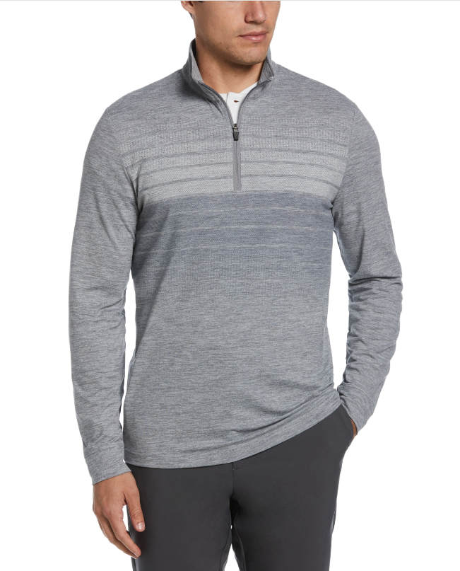 PGA TOUR Mens Water-Repellent Quarter Zip Golf Sweater Gradient Grey Heather 2XL