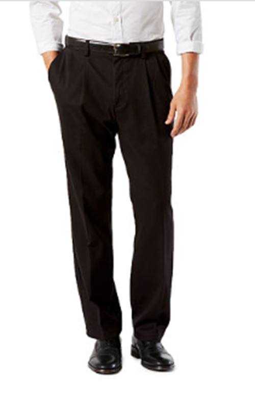 Dockers Big & Tall Easy Classic Pleated Fit Khaki Stretch Pants Black 38 x 36