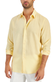Club Room Mens Linen Button Down Shirt Citron Zest 2XL