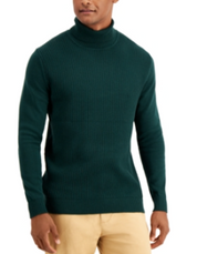 Club Room Mens Textured Cotton Turtleneck Pine Grove Green Large