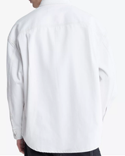Calvin Klein Men's Long Sleeve Button Down Denim Workshirt Snow White Large