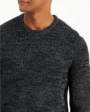 INC International Concepts Mens Textured Crewneck Sweater Deep Black Large