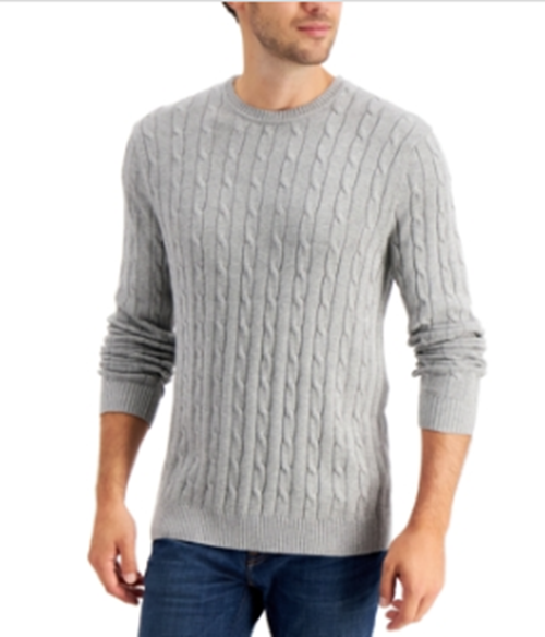 Club Room Men's Cable-Knit Sweater Soft Grey Heather Medium