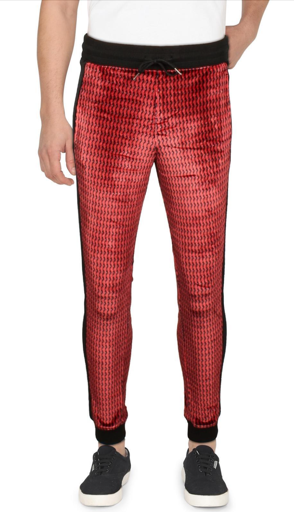 International Concepts Men's Squiggly Drawstring Sweatpants Jogger Red Medium