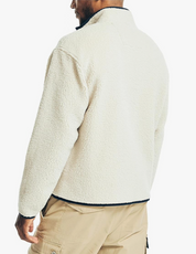 Nautica Men's Faux Shearling Full zip Sweatshirt White Small