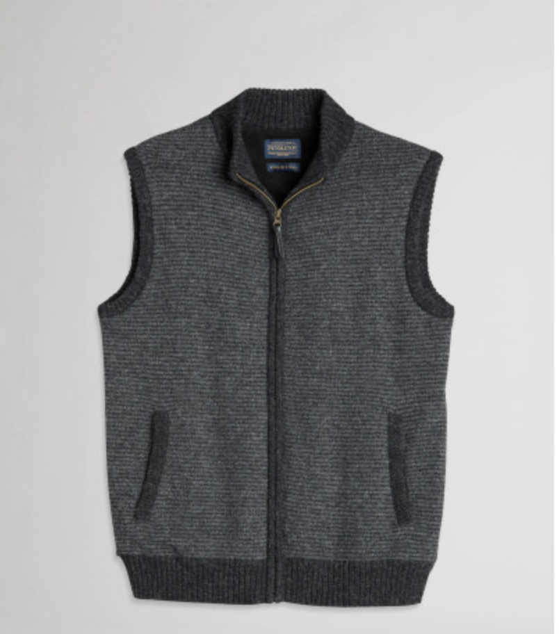 Pendleton Men's Shetland Wool Sweater Vest Washable Wool Charcoal Black Small