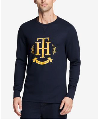 Tommy Hilfiger Men's Thermal Waffle Graphic Long-Sleeve T Shirt XL Navy