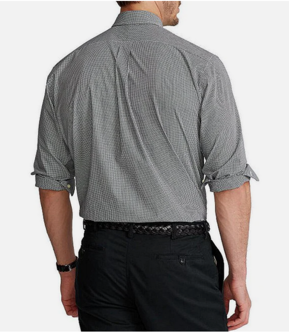 Polo Ralph Lauren Men's Classic Fit Plaid Button Down Shirt Black White  XS