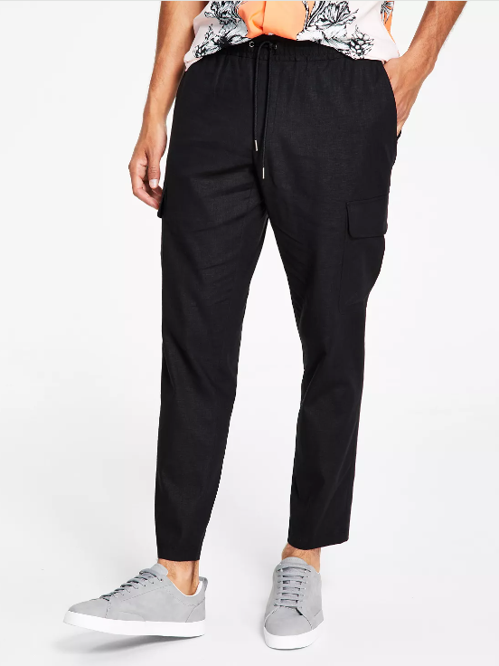 INC International Concepts Men's Textured Cargo Pants Black Medium
