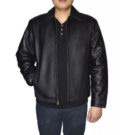 Victory Sportswear Retro Leather Men's Jacket - Black LARGE