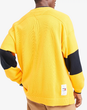 Tommy Hilfiger Men's Varsity-Style Monogram Crewneck Sweater Sun Yellow Large