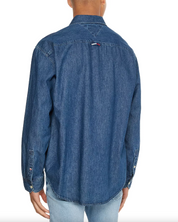 Tommy Hilfiger Tommy Jeans Mens Lasered Wide Denim Button Down Shirt Medium