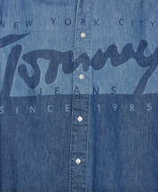 Tommy Hilfiger Tommy Jeans Mens Lasered Wide Denim Button Down Shirt Medium