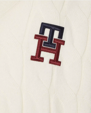 Tommy Hilfiger Mens Monogram Ivory Pullover V-Neck Sweater Large