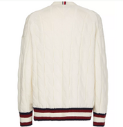 Tommy Hilfiger Mens Monogram Ivory Pullover V-Neck Sweater Large