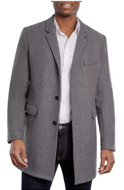 Michael Kors Men's Ghent Slim-Fit Topcoat Coat 36S Mid Grey Wool