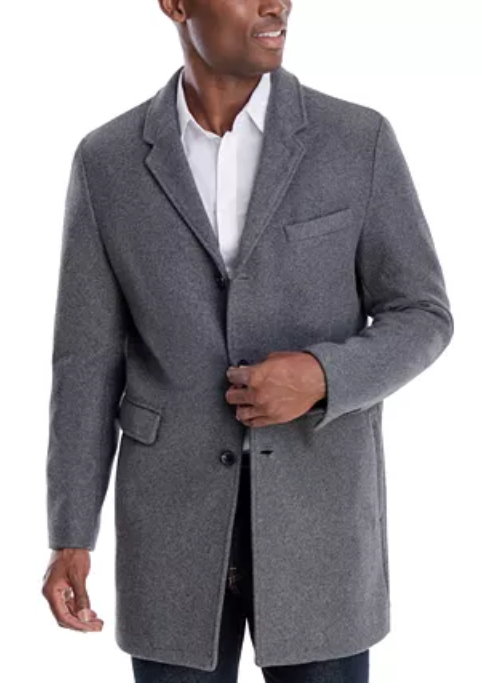 Michael Kors Men's Ghent Slim-Fit Topcoat Coat 36S Mid Grey Wool