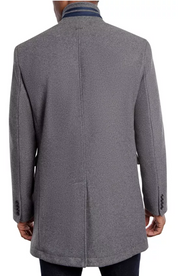 Michael Kors Men's Ghent Slim-Fit Topcoat Coat 36S Mid Grey Wool