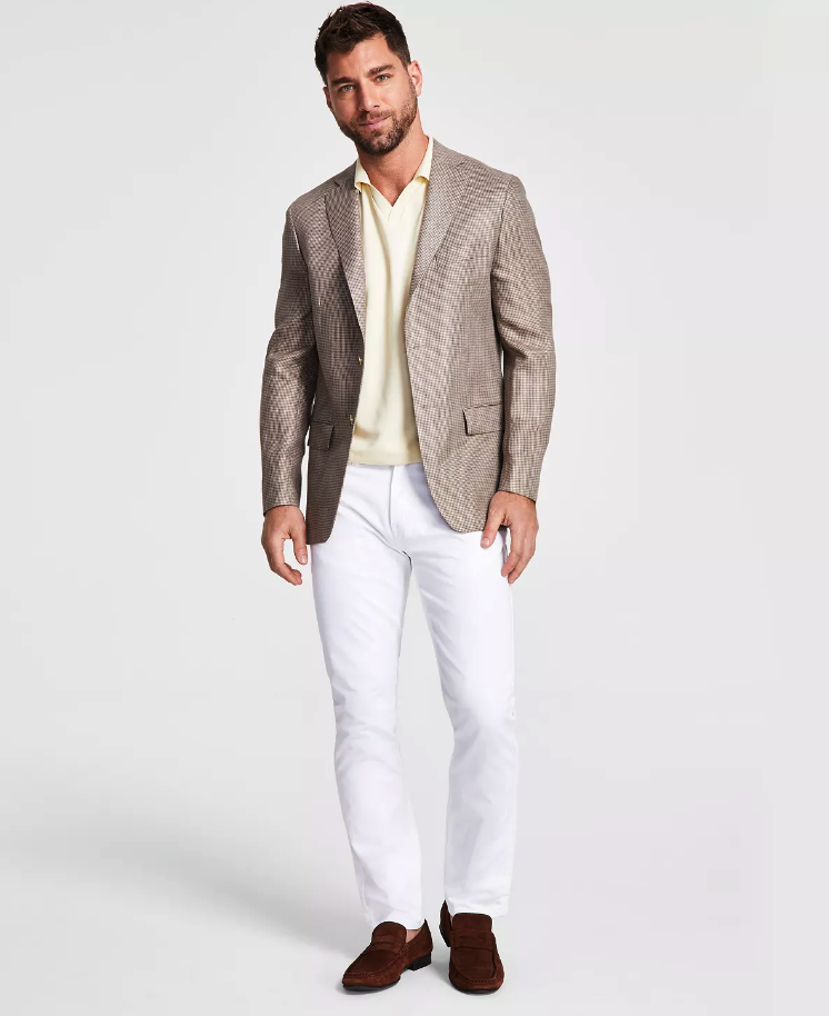 Lauren Ralph Lauren Mens UltraFlex Linen Sport Coat Taupe Brown 44L Blazer