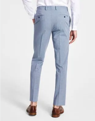 Bar III Mens Slim Fit Mini Check Suit Pants Blue 30 x 32
