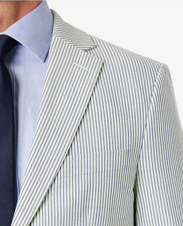 Lauren Ralph Lauren Mens UltraFlex Classic Fit Blue Seersucker Sport Coat 41R