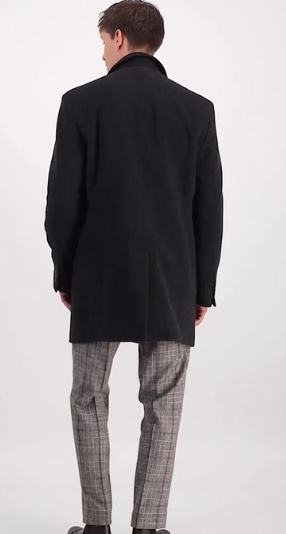 Calvin Klein Men's Prosper X-Fit Overcoat Coat 46L Black Wool