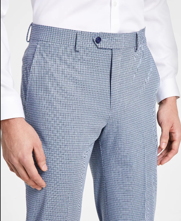 Bar III Mens Slim Fit Mini Check Suit Pants, Navy/blue 32 x 32