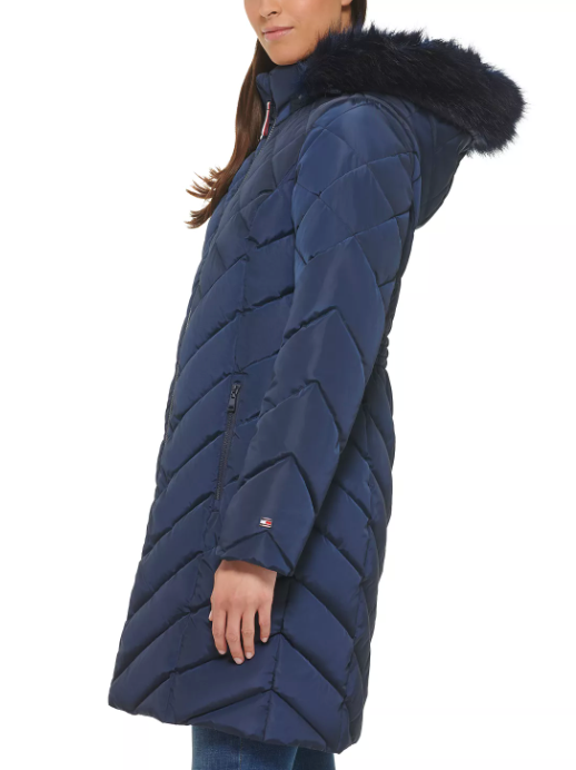 TOMMY HILFIGER Women's Puffer Coat Large Navy Blue