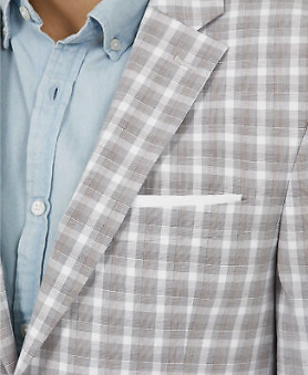 Tommy Hilfiger Men's Modern-Fit Tan & Gray Plaid Blazer 48R