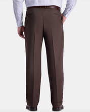 Haggar Mens Big & Tall Premium Comfort Stretch Pleated Dress Pants Dark Chocolate 44 x 34