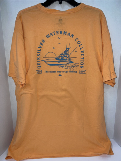 Men's High Tide T Shirt Quiksilver Waterman Bright Orange XXL Top