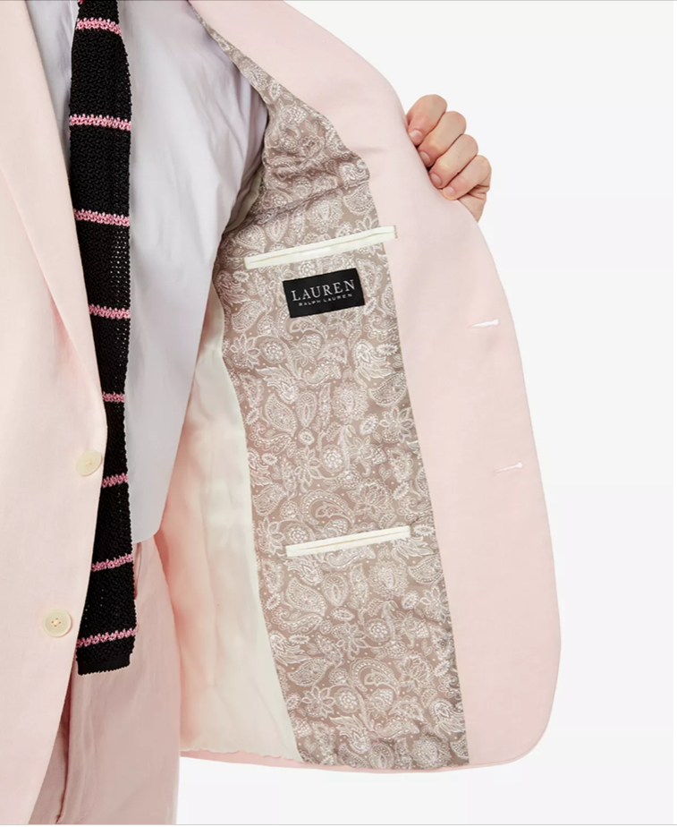 Lauren Ralph Lauren Men's UltraFlex Classic Fit Linen Sport Coats Pink 38S