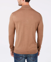 Club Room Mens Regular Fit Quarter Zip Sweater Tan Large
