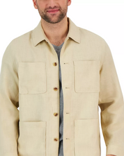 Club Room Mens Linen Chore Jacket Beige Medium