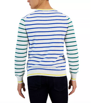 CLUB ROOM Arden Long Sleeve Mixed Stripe Crewneck Sweater Blue Small