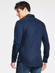 CALVIN KLEIN Men’s Slim-Fit Refined Button-Down Shirt Blue Large