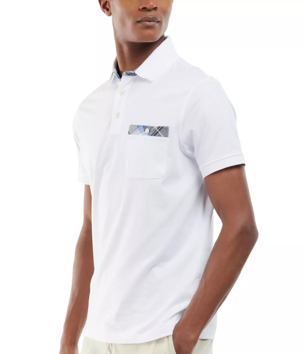 Barbour Mens Lirst Polo Shirt White Large