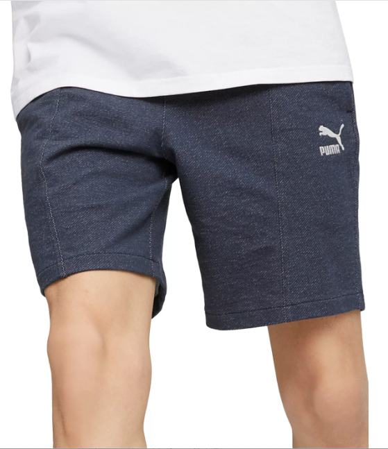 PUMA Men's Elastic Drawstring Embroidered Logo 8" Shorts Indigo Blue Small